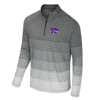 Men's Colosseum  Gray Kansas State Wildcats AI Striped Mesh Quarter-Zip Raglan Windshirt