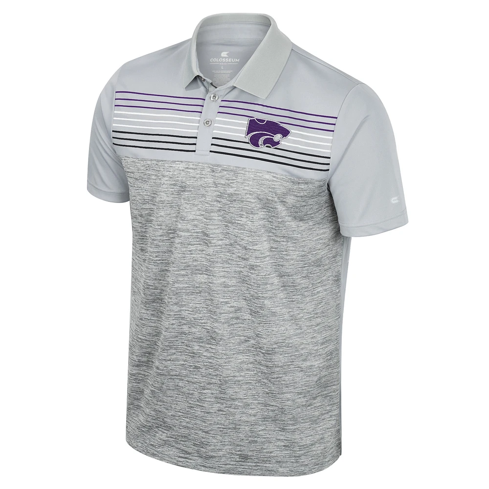 Men's Colosseum Gray Kansas State Wildcats Cybernetic Polo