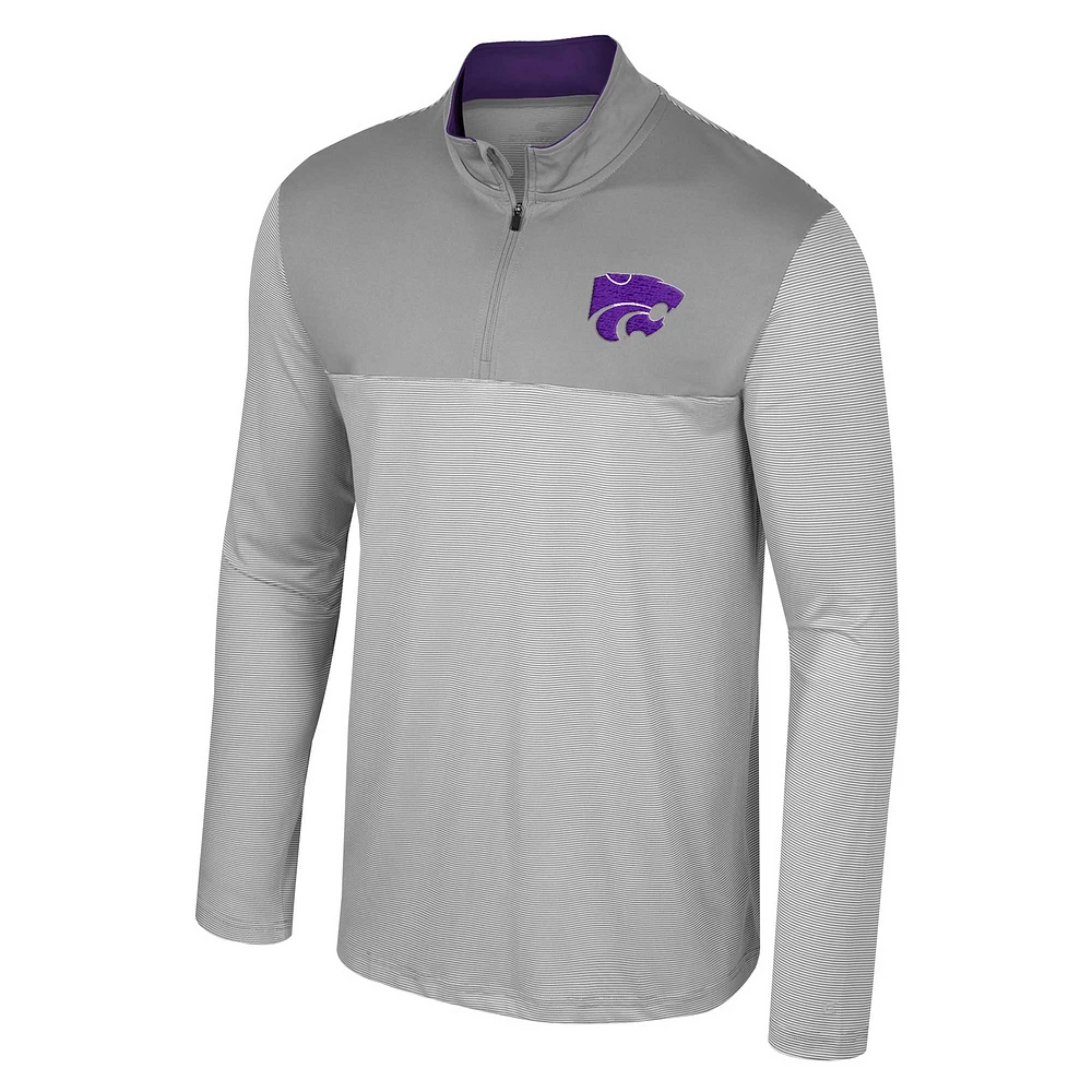 Men's Colosseum Gray Kansas State Wildcats Tuck Quarter-Zip Top