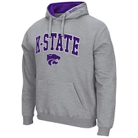 Men's Colosseum Heather Gray Kansas State Wildcats Arch & Logo 3.0 Pullover Hoodie