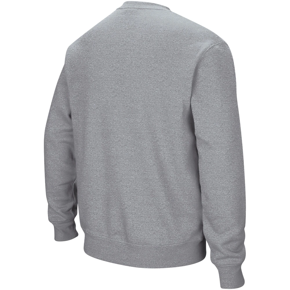Men's Colosseum Heather Gray Kansas State Wildcats Arch & Logo Crew Neck Sweatshirt