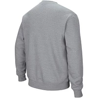 Men's Colosseum Heather Gray Kansas State Wildcats Arch & Logo Crew Neck Sweatshirt