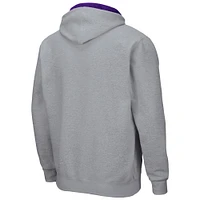Men's Colosseum Heathered Gray Kansas State Wildcats Arch & Logo 3.0 Full-Zip Hoodie