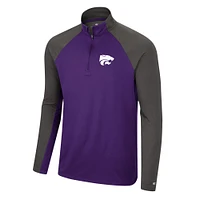 Men's Colosseum Purple/Charcoal Kansas State Wildcats Two Yutes Raglan Quarter-Zip Windshirt