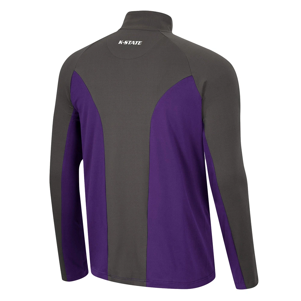 Men's Colosseum Purple/Charcoal Kansas State Wildcats Two Yutes Raglan Quarter-Zip Windshirt