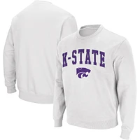 Men's Colosseum White Kansas State Wildcats Arch & Logo Crew Neck Sweatshirt