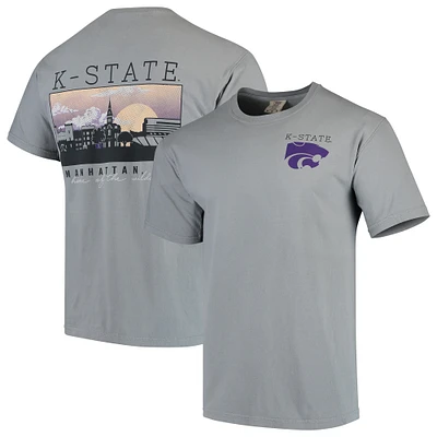 Men's Gray Kansas State Wildcats Team Comfort Colors Campus Scenery T-Shirt