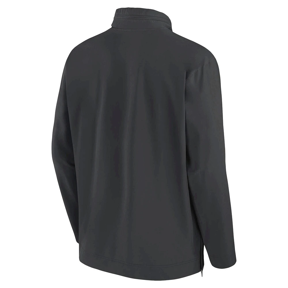 Men's Nike Anthracite Kansas State Wildcats 2024 Sideline Coach Quarter-Zip Hoodie Jacket