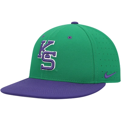 Casquette ajustée Nike Kansas State Wildcats Aero True Baseball Performance pour homme, verte