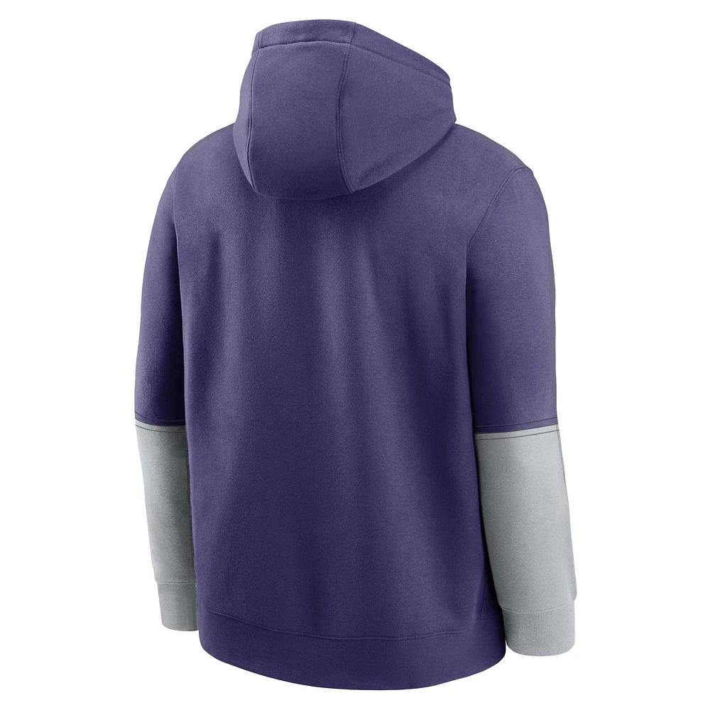 Men's Nike Purple Kansas State Wildcats 2024 Sideline Club Fleece Pullover Hoodie