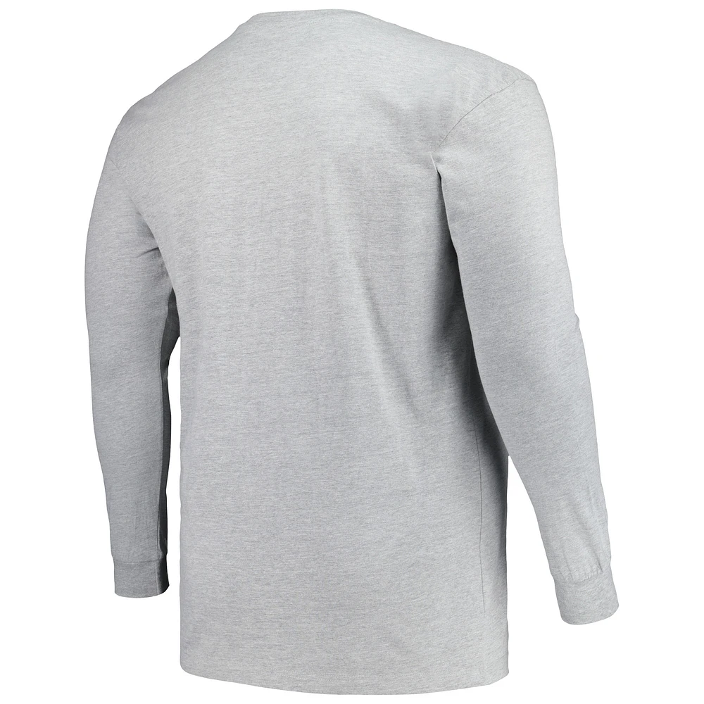 Men's Profile Gray Kansas State Wildcats Big & Tall Two-Hit Long Sleeve T-Shirt