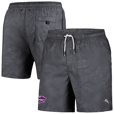 Tommy Bahama pour homme Noir Kansas State Wildcats Naples Layered Leaves Swim Trunks