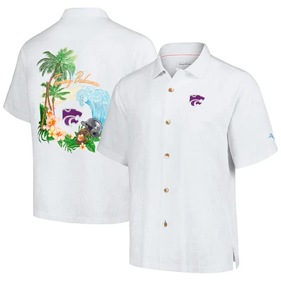Chemise boutonnée Tommy Bahama pour hommes, blanche, Kansas State Wildcats Castaway Game Camp