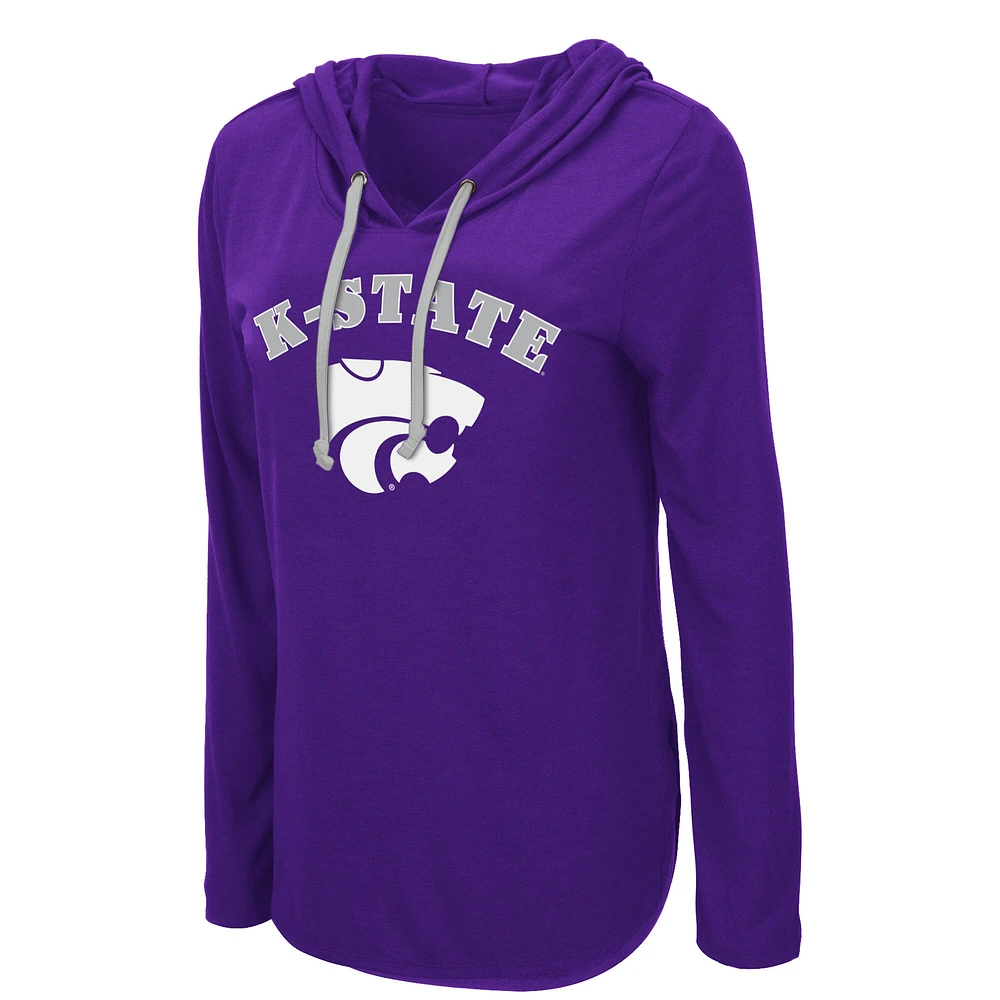 Women's Colosseum Purple Kansas State Wildcats My Lover Lightweight Hooded Long Sleeve T-Shirt