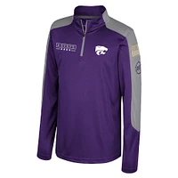 Youth Colosseum  Purple Kansas State Wildcats OHT Military Appreciation Cyclone Quarter-Zip Windshirt