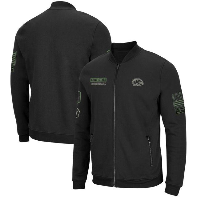 Blouson aviateur entièrement zippé Colosseum Black Kent State Golden Flashes OHT Military Appréciation pour hommes