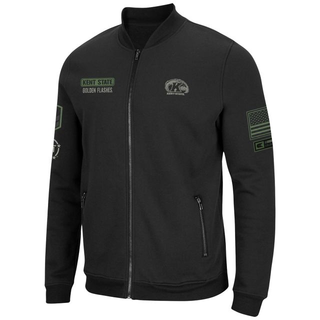 Blouson aviateur entièrement zippé Colosseum Black Kent State Golden Flashes OHT Military Appréciation pour hommes