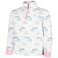 Girls Youth White Kentucky Derby Canter Collar Half-Zip Sweatshirt