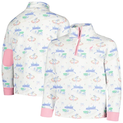 Girls Youth White Kentucky Derby Canter Collar Half-Zip Sweatshirt