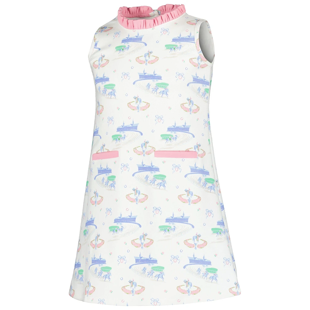 Girls Youth White Kentucky Derby Lizzie's Luxe Leisure Dress