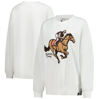 Sweat-shirt surdimensionné en chenille Kentucky Derby blanc Gameday Social pour femme