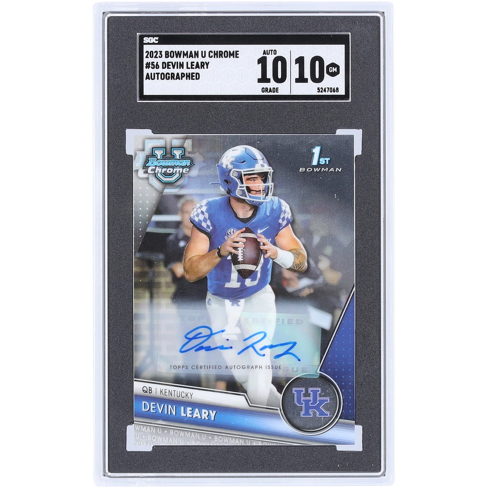Devin Leary Kentucky Wildcats Autographed 2023 Bowman Chrome U #56 SGC Authenticated 10/10 Card