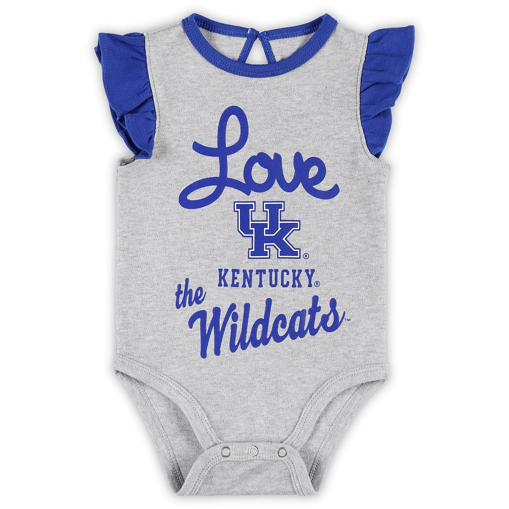 Girls Newborn & Infant Royal/Heather Gray Kentucky Wildcats Spread the Love 2-Pack Bodysuit Set