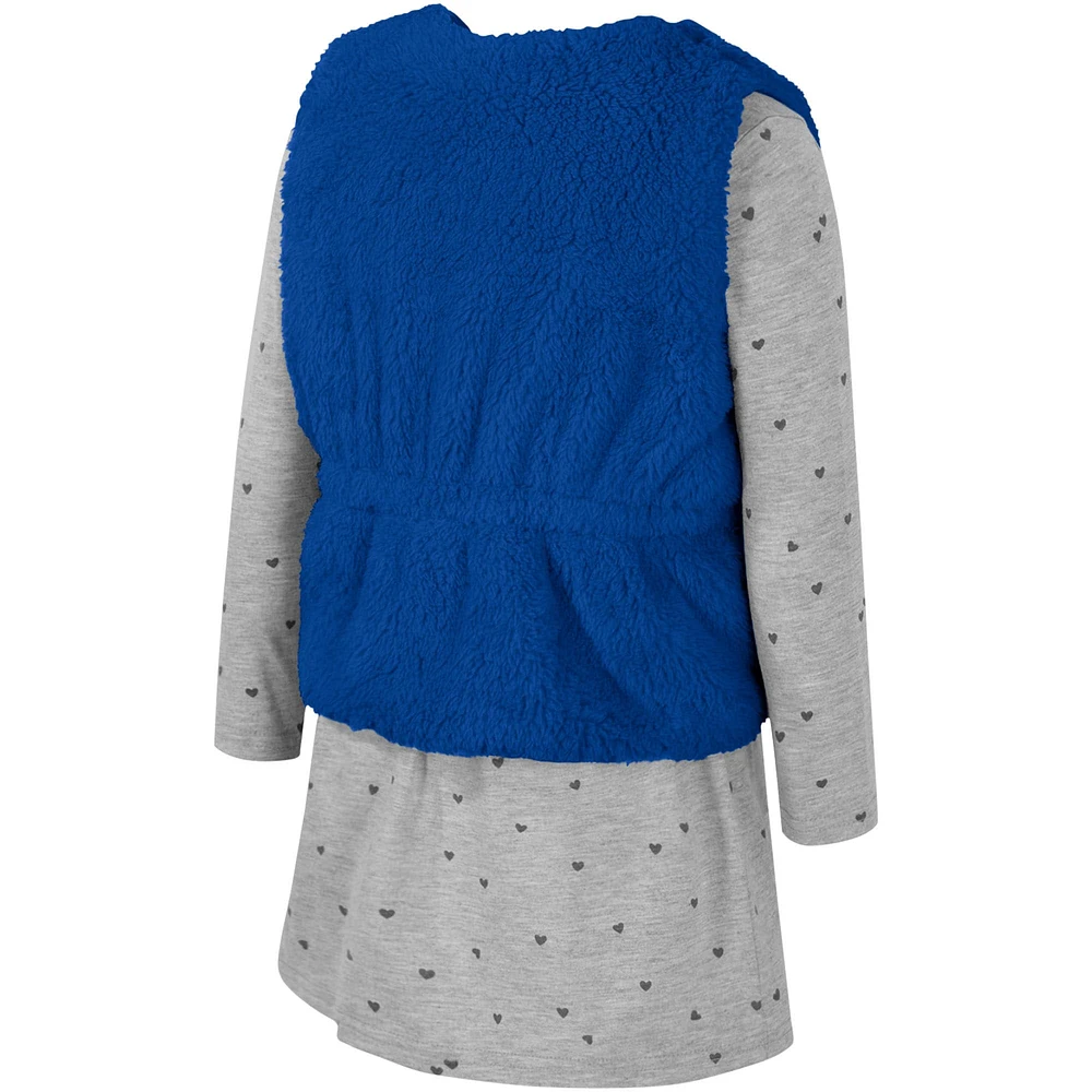 Girls Toddler Colosseum Royal Kentucky Wildcats Meowing Vest & Dress Set