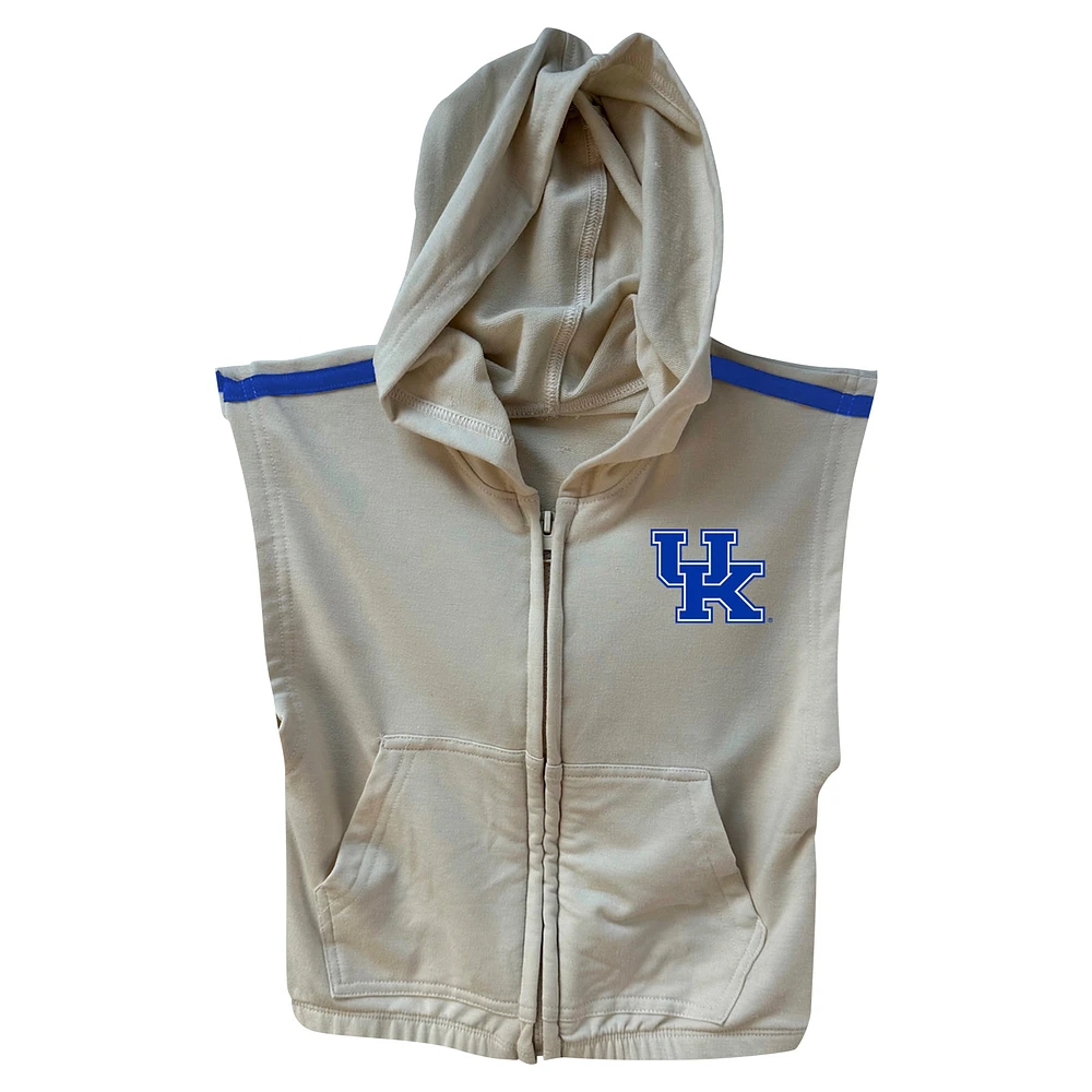 Girls Toddler Wes & Willy Tan Kentucky Wildcats Tri-Blend Sleeveless Full-Zip Hoodie Tiered Skirt Set