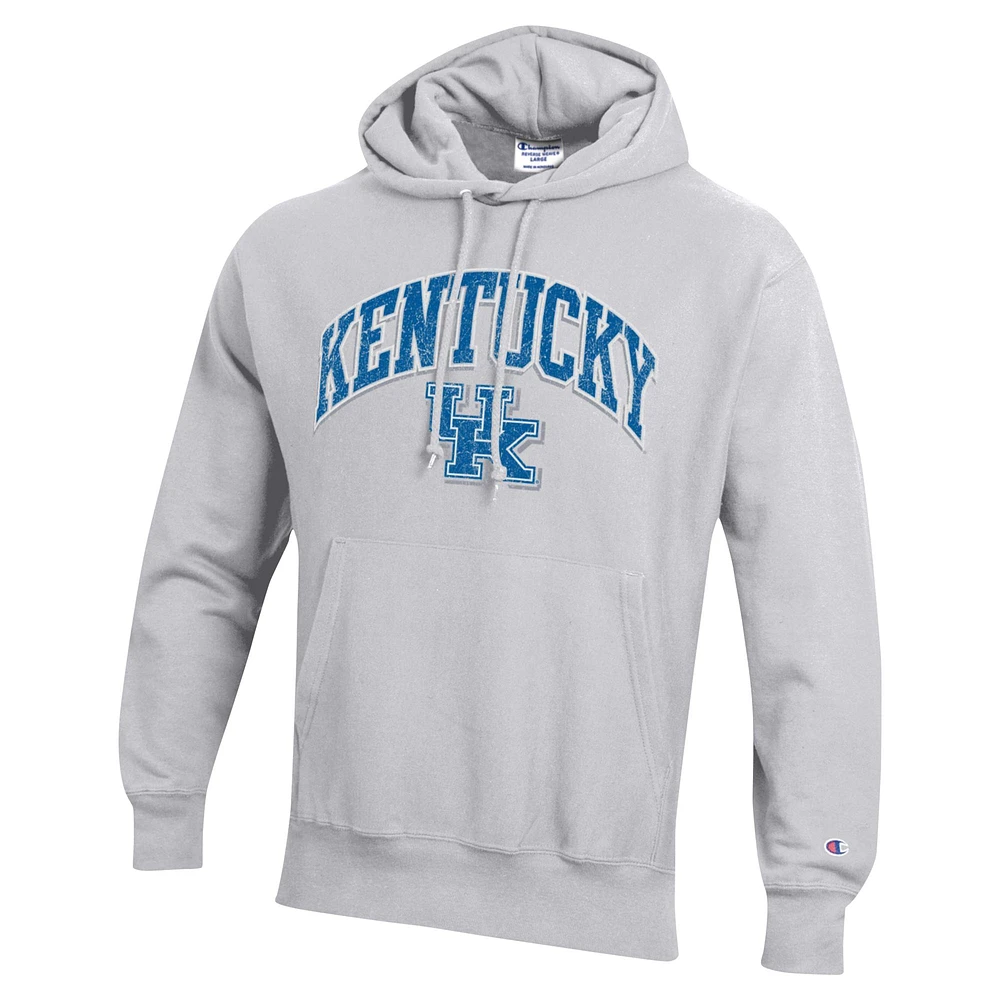 Men's Champion Heather Gray Kentucky Wildcats Vault Late Night Reverse Weave Pullover Hoodie