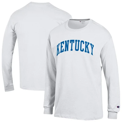 T-shirt à manches longues blanc Champion Kentucky Wildcats Basic Arch pour homme