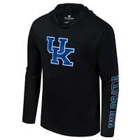 Men's Colosseum Black Kentucky Wildcats Color Pop Active Blend 2-Hit Long Sleeve Hooded T-Shirt