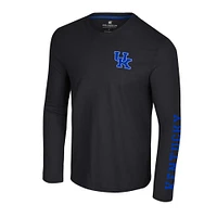 Men's Colosseum Black Kentucky Wildcats Logo Lockup 3-Hit Active Blend Long Sleeve T-Shirt