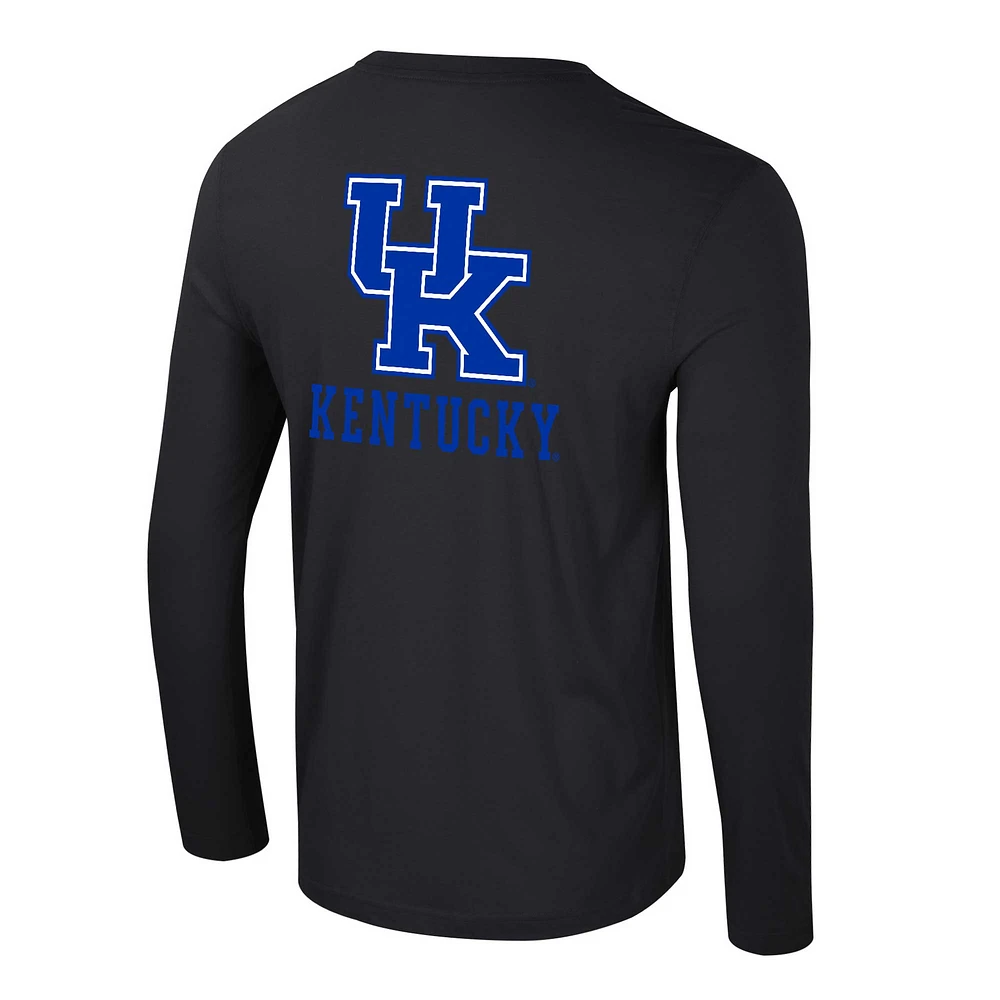 Men's Colosseum Black Kentucky Wildcats Logo Lockup 3-Hit Active Blend Long Sleeve T-Shirt