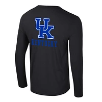 Men's Colosseum Black Kentucky Wildcats Logo Lockup 3-Hit Active Blend Long Sleeve T-Shirt