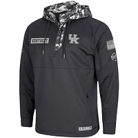 Men's Colosseum Charcoal Kentucky Wildcats OHT Military Appreciation Digi Camo Quarter-Zip Hoodie
