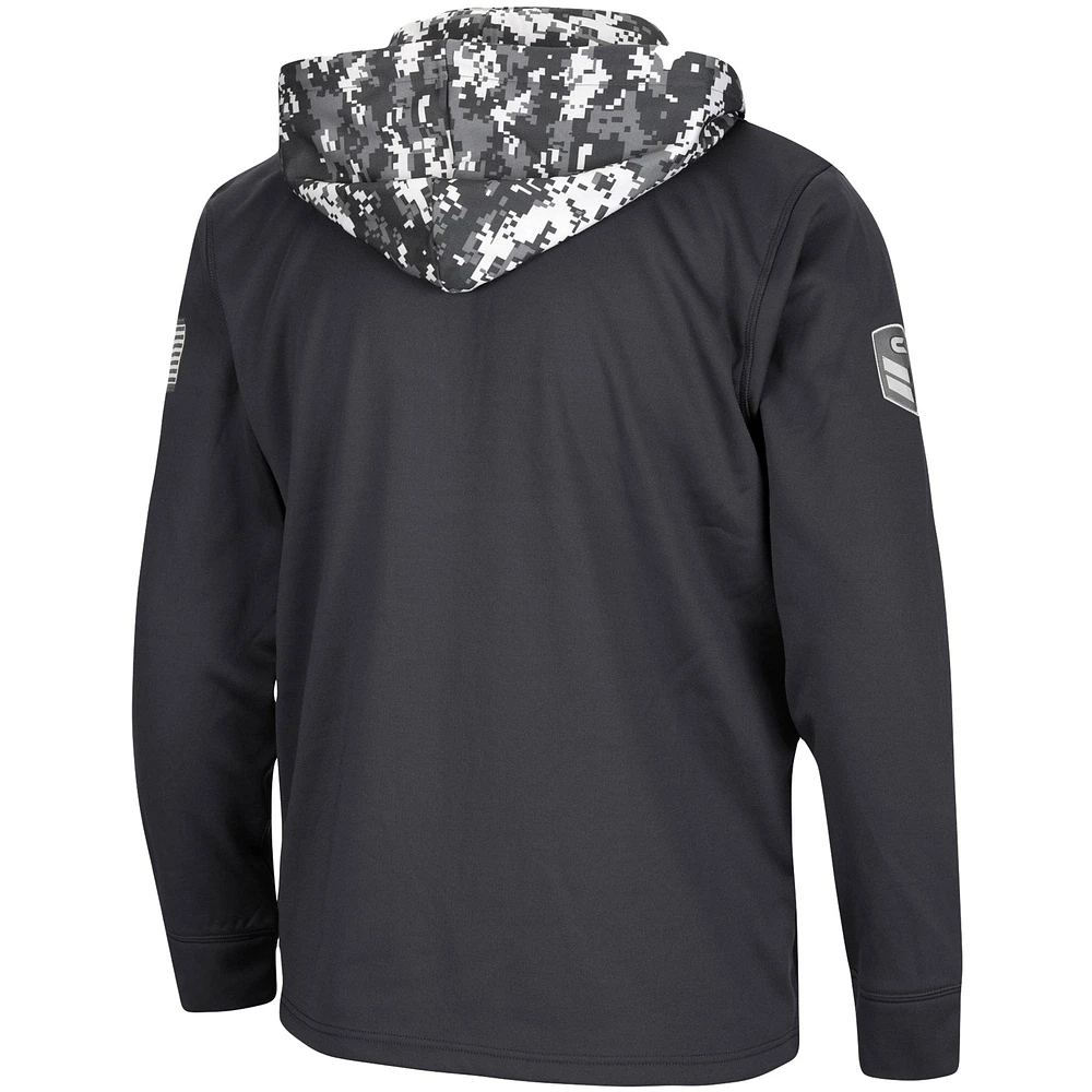 Men's Colosseum Charcoal Kentucky Wildcats OHT Military Appreciation Digi Camo Quarter-Zip Hoodie