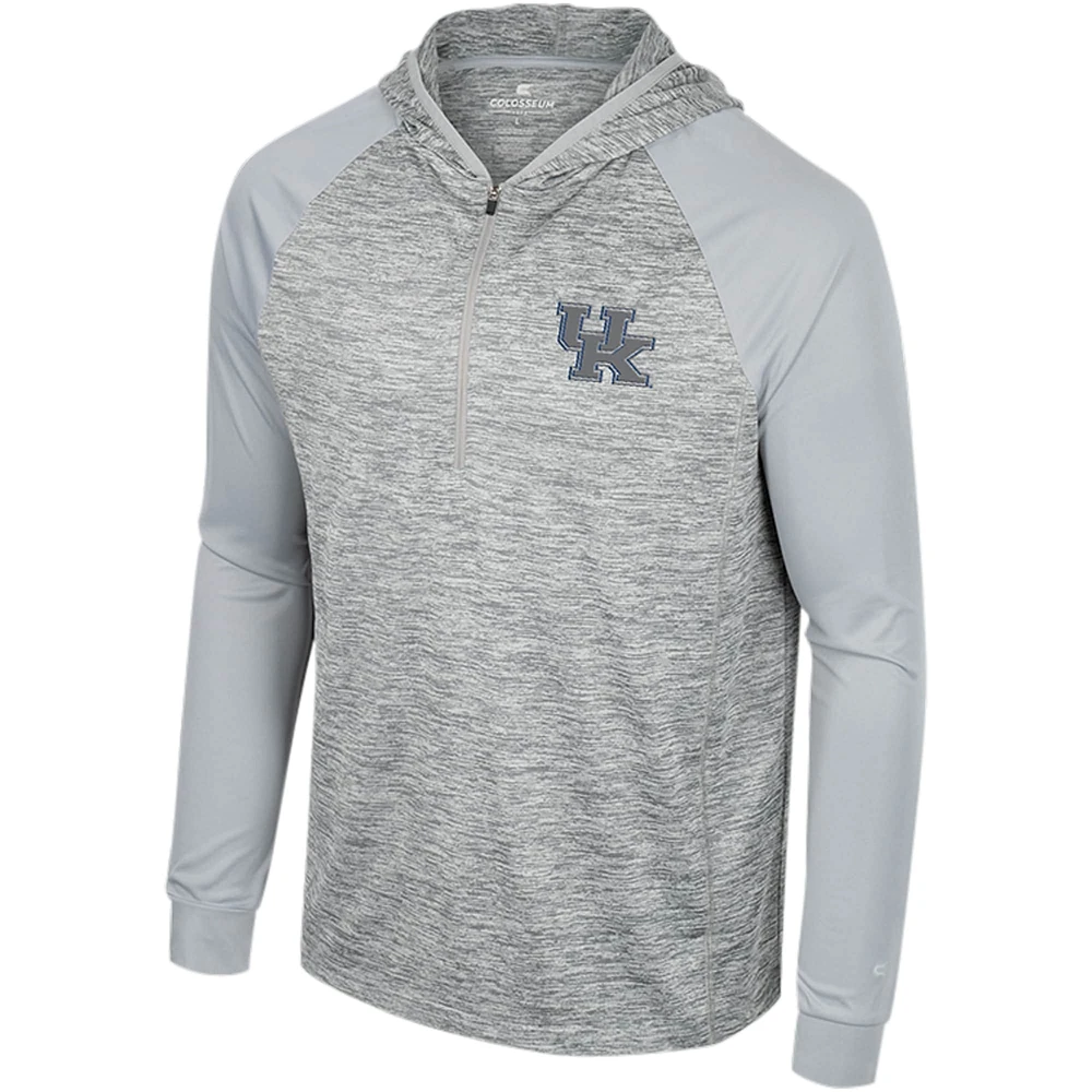 Men's Colosseum Gray Kentucky Wildcats Cybernetic Raglan Quarter-Zip Hooded Top