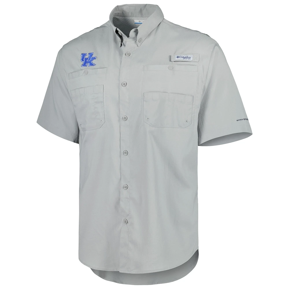 Men's Columbia Gray Kentucky Wildcats Tamiami Omni-Shade Button-Down Shirt