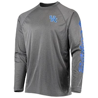 Men's Columbia Heather Charcoal Kentucky Wildcats Terminal Tackle Omni-Shade Raglan Long Sleeve T-Shirt