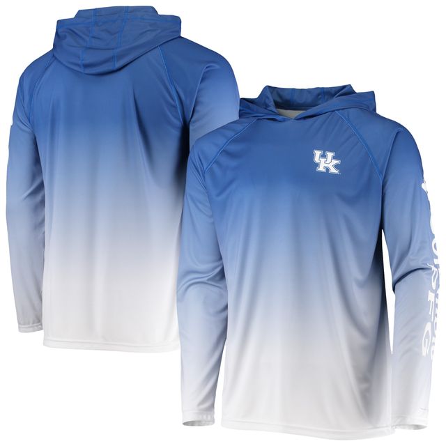 Columbia PFG Royal Kentucky Wildcats Terminal Tackle Omni-Shade UPF 50 Haut à capuchon manches longues pour homme