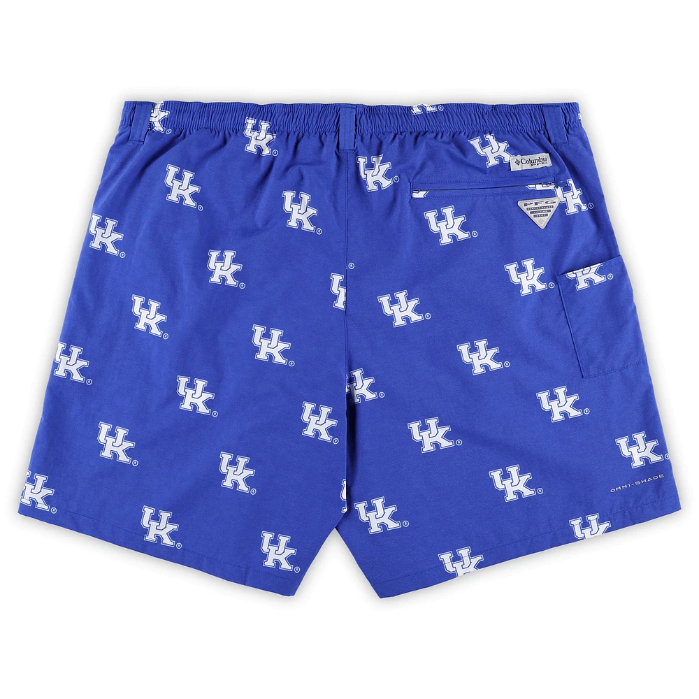 Men's Columbia Royal Kentucky Wildcats Big & Tall Backcast II Allover Print Logo Omni-Shade Shorts