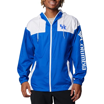 Veste à capuche coupe-vent entièrement zippée Columbia Royal Kentucky Wildcats Flash Challenger Omni-Shade pour hommes