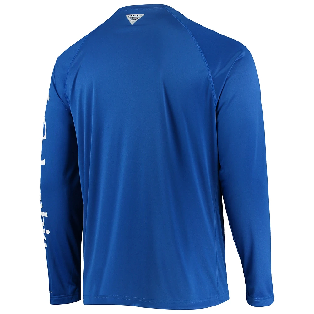 Men's Columbia Royal Kentucky Wildcats Terminal Tackle Omni-Shade Raglan Long Sleeve T-Shirt