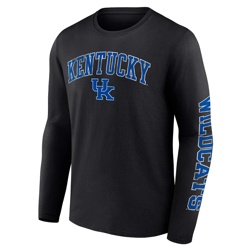Men's Fanatics Black Kentucky Wildcats Distressed Arch Over Logo Long Sleeve T-Shirt