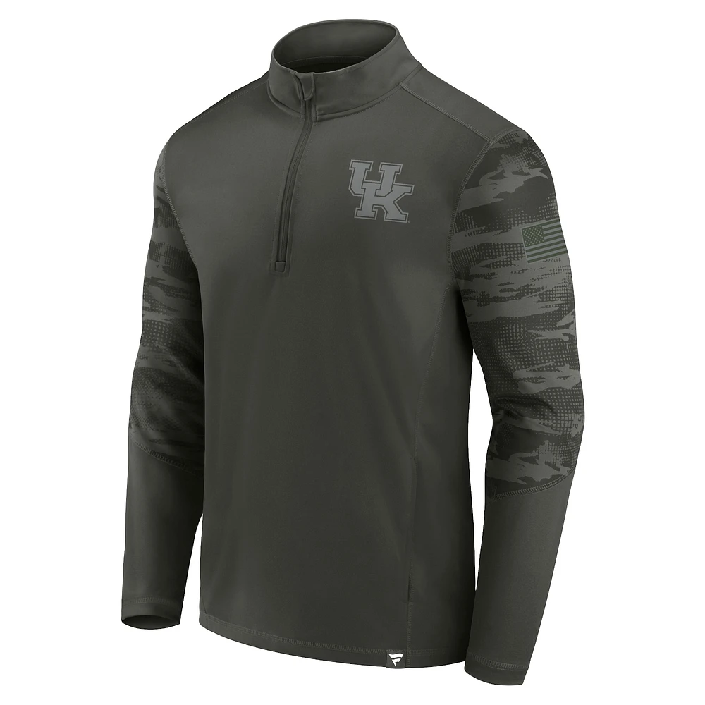Men's Fanatics Olive Kentucky Wildcats OHT Military Appreciation Guardian Quarter-Zip Top