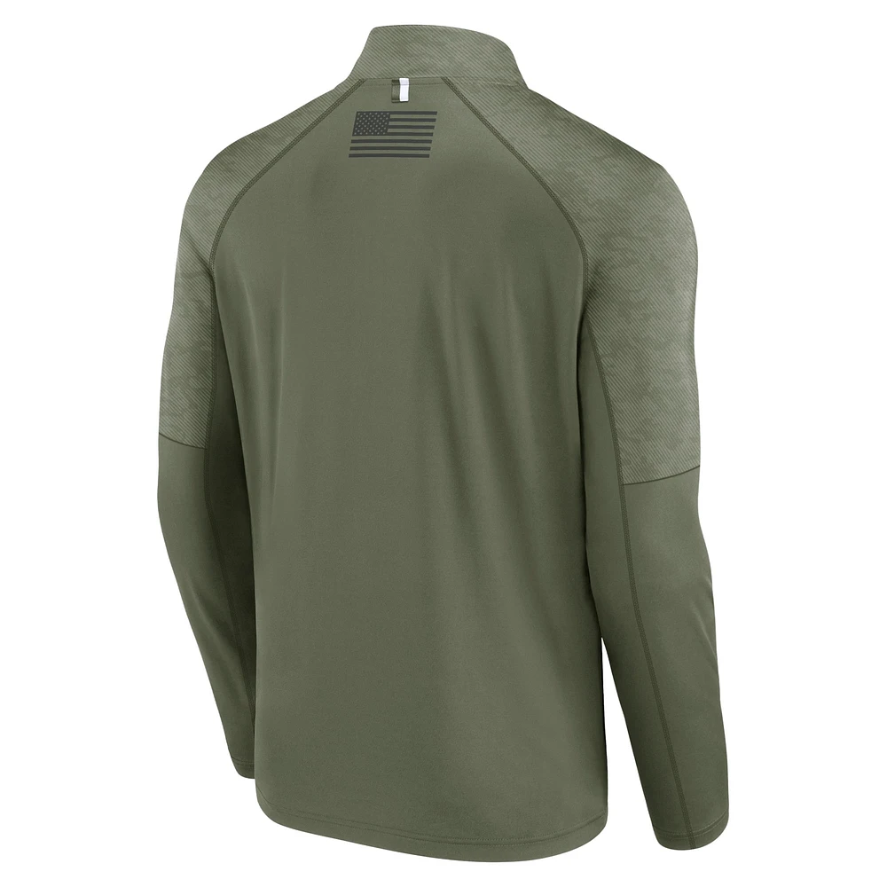 Men's Fanatics Olive Kentucky Wildcats OHT Military Appreciation Titan Raglan Quarter-Zip Jacket