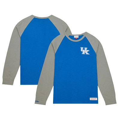 T-shirt à manches longues raglan légendaire flammé Mitchell & Ness Royal Kentucky Wildcats pour hommes