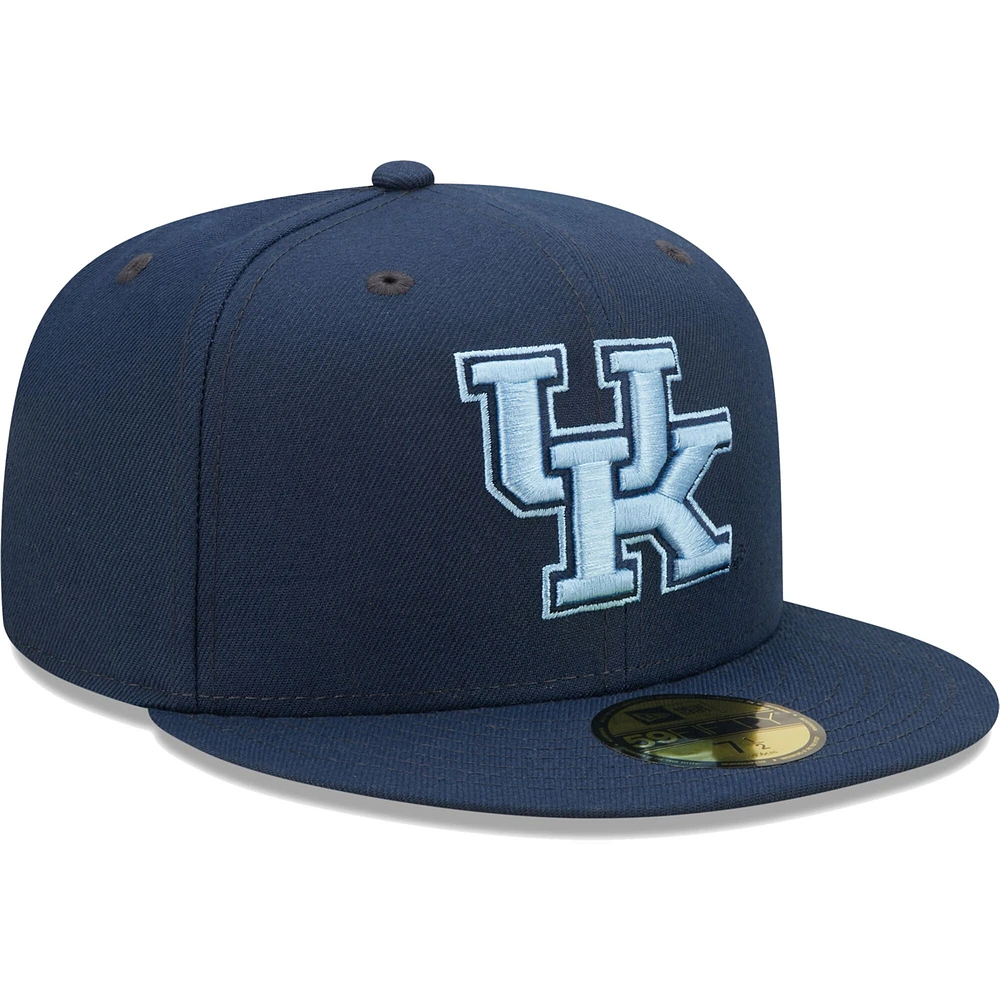 Men's New Era Navy Kentucky Wildcats Bright Undervisor 59FIFTY Fitted Hat