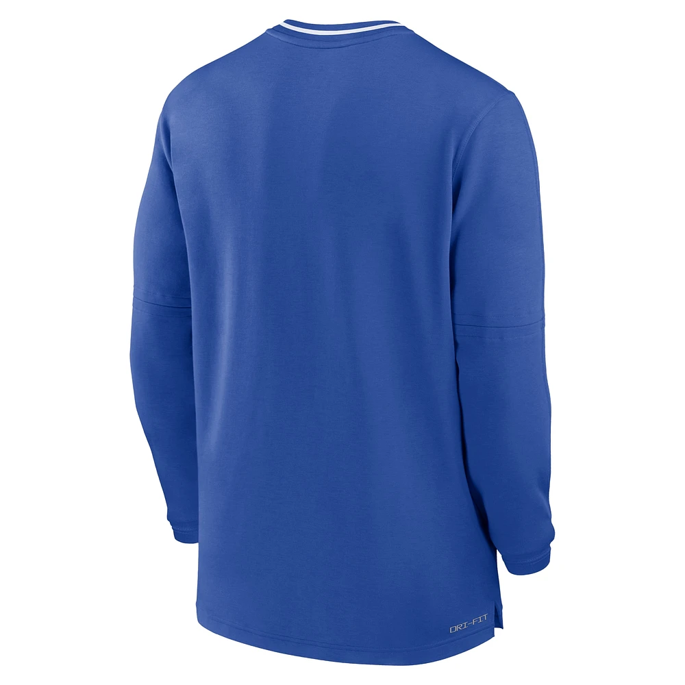 Men's Nike Royal Kentucky Wildcats 2024 Sideline Coach Performance Half-Zip Long Sleeve Top